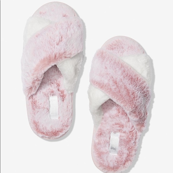 Fur crossover slippers Clearance